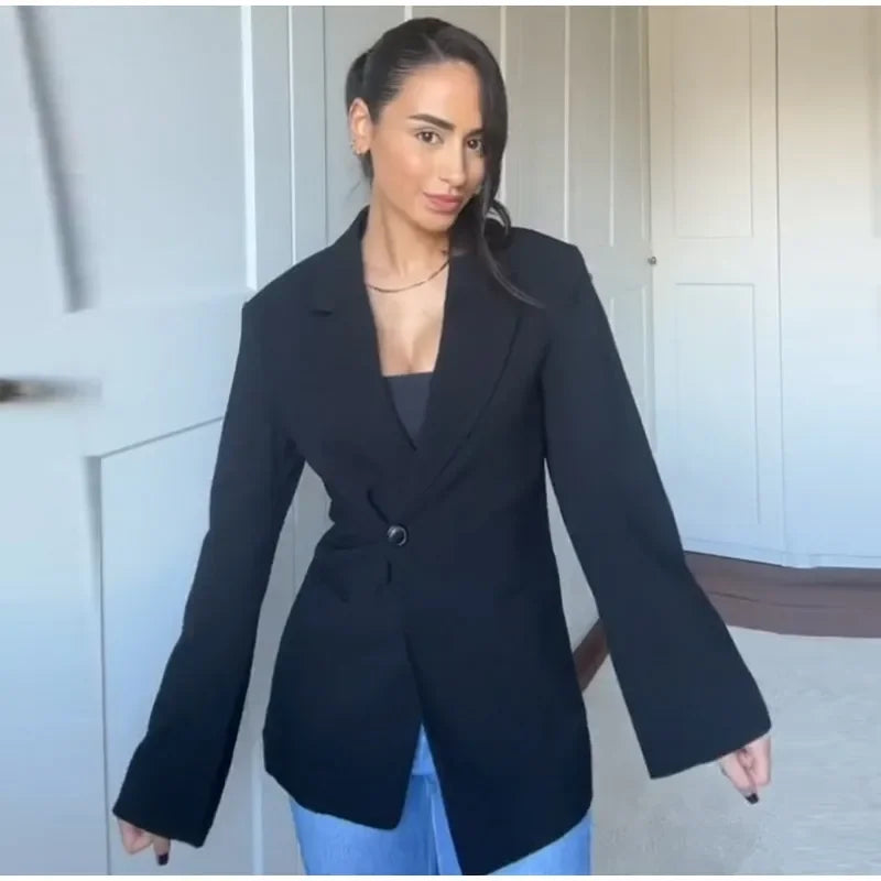 ZELVIA Blazers One Button Long Sleeve