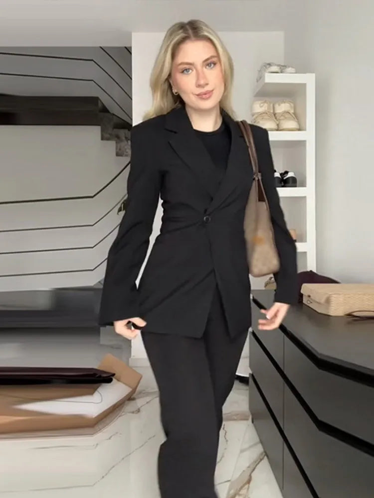 ZELVIA Blazers One Button Long Sleeve
