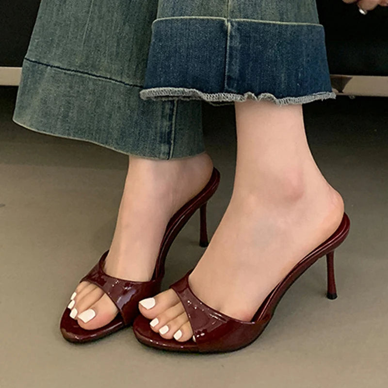 ZELVIA'S Wine Red Thin High Heels